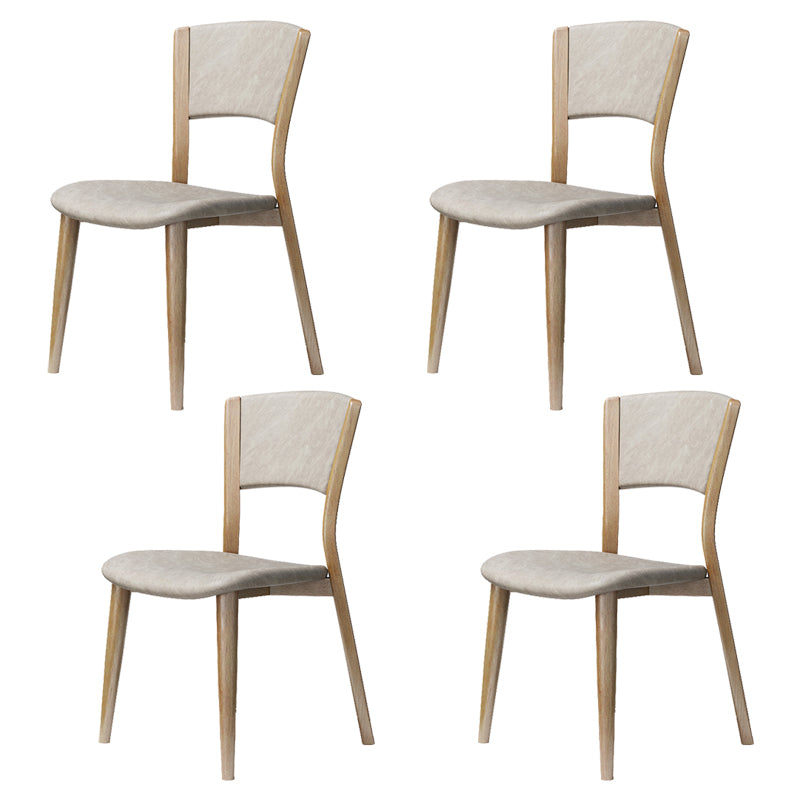 Contemporary Style Dining Chairs Oak Solid Wood Open Back Armless Chair