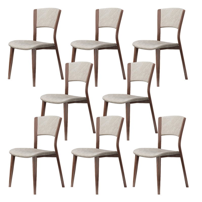Contemporary Style Dining Chairs Oak Solid Wood Open Back Armless Chair