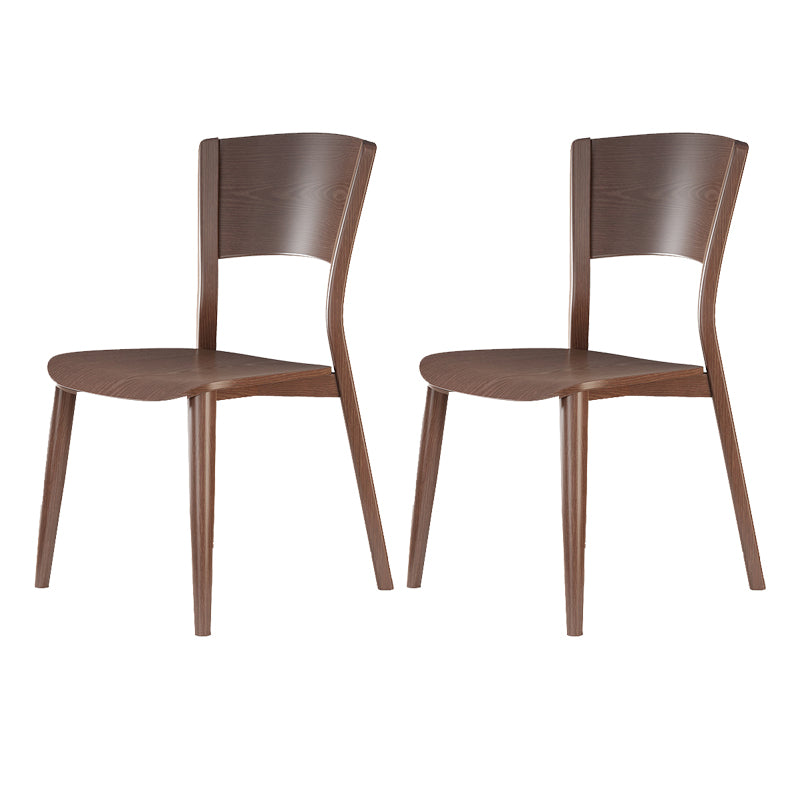 Contemporary Style Dining Chairs Oak Solid Wood Open Back Armless Chair