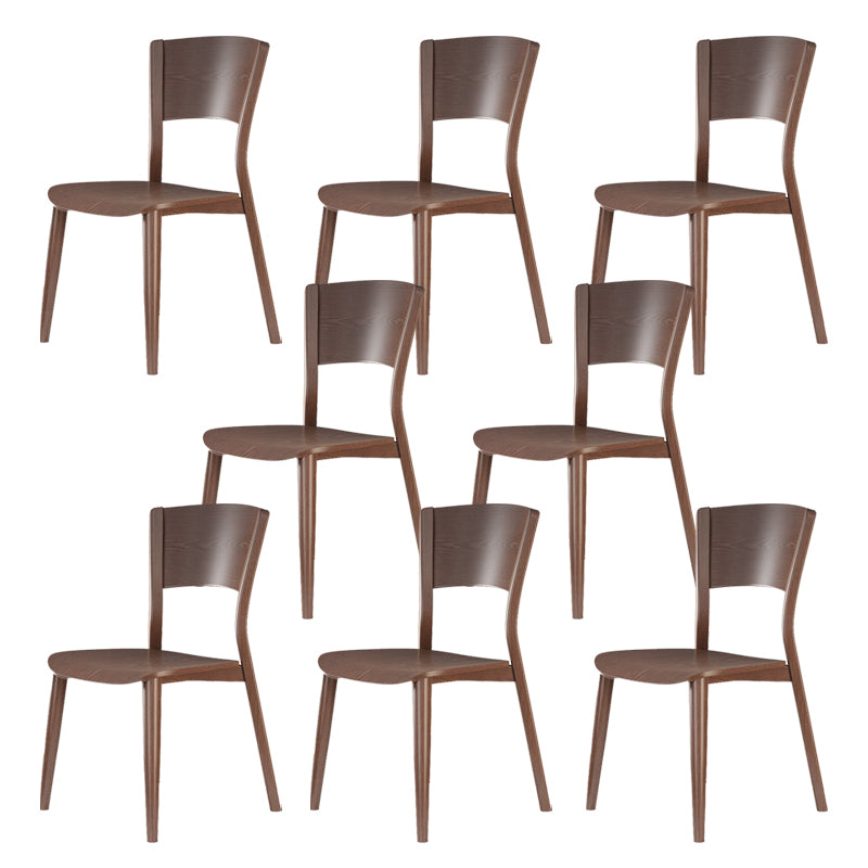 Contemporary Style Dining Chairs Oak Solid Wood Open Back Armless Chair