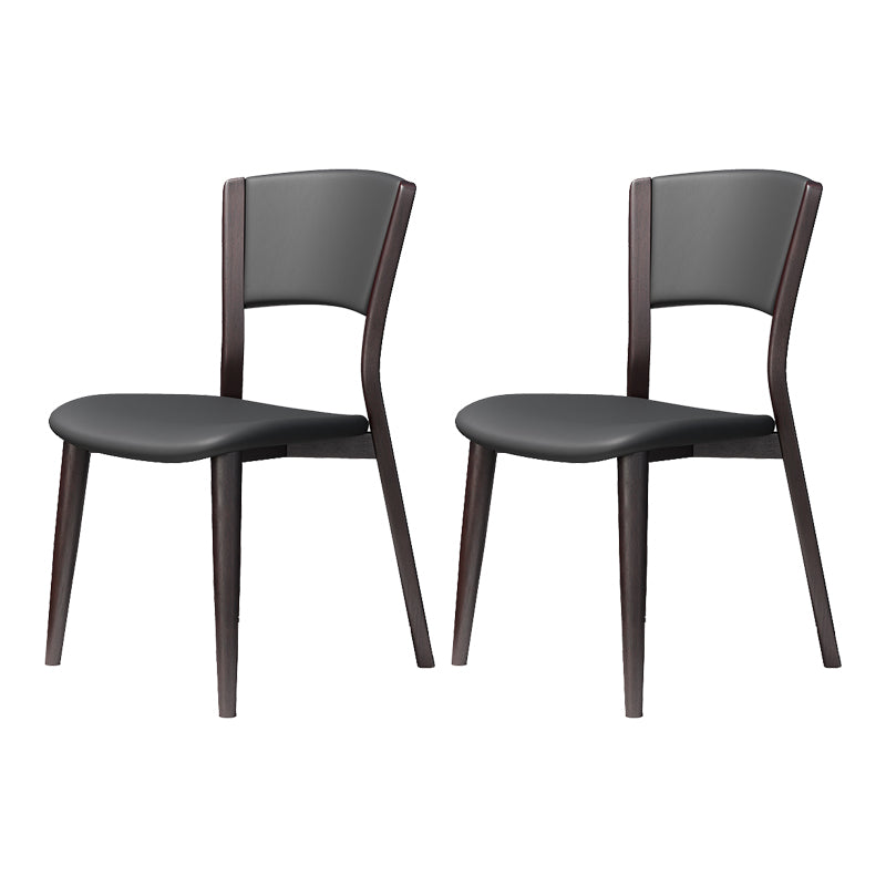 Contemporary Style Dining Chairs Oak Solid Wood Open Back Armless Chair