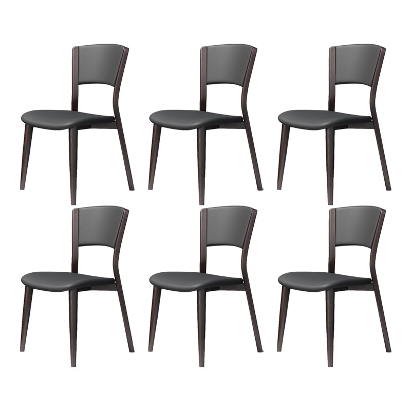 Contemporary Style Dining Chairs Oak Solid Wood Open Back Armless Chair