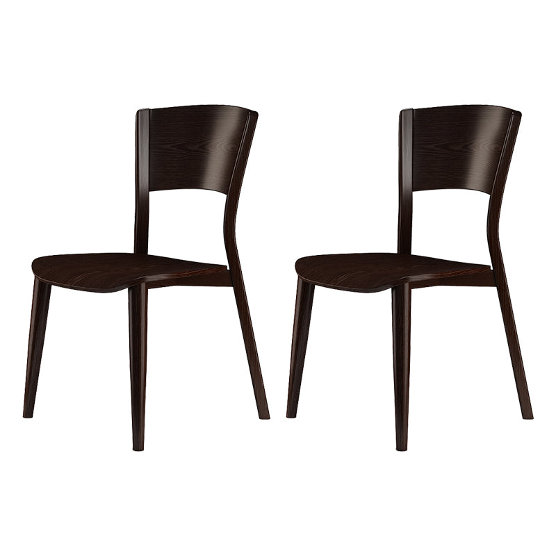 Contemporary Style Dining Chairs Oak Solid Wood Open Back Armless Chair