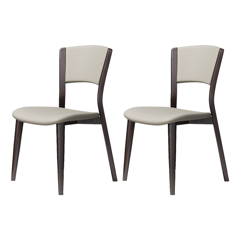Contemporary Style Dining Chairs Oak Solid Wood Open Back Armless Chair