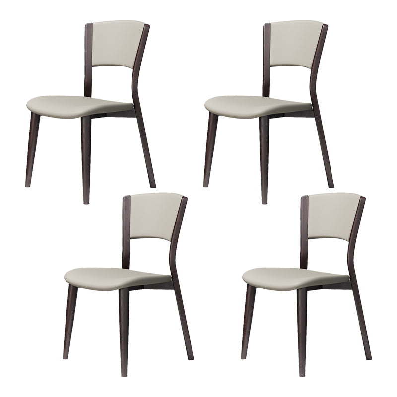 Contemporary Style Dining Chairs Oak Solid Wood Open Back Armless Chair