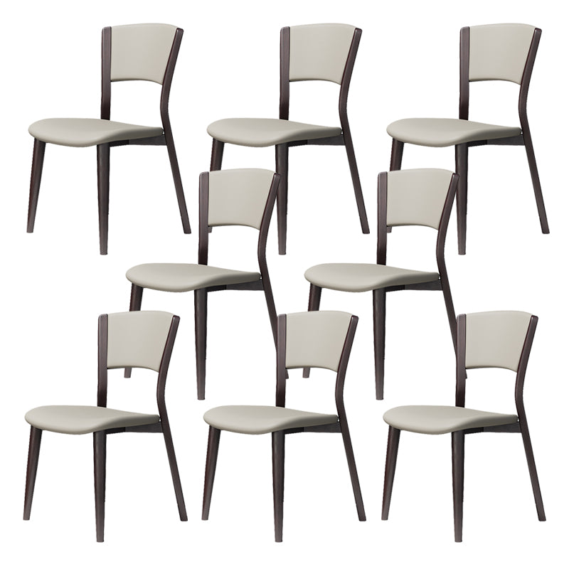 Contemporary Style Dining Chairs Oak Solid Wood Open Back Armless Chair