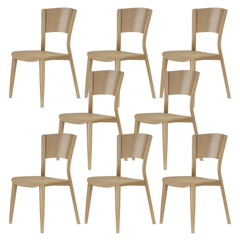 Contemporary Style Dining Chairs Oak Solid Wood Open Back Armless Chair