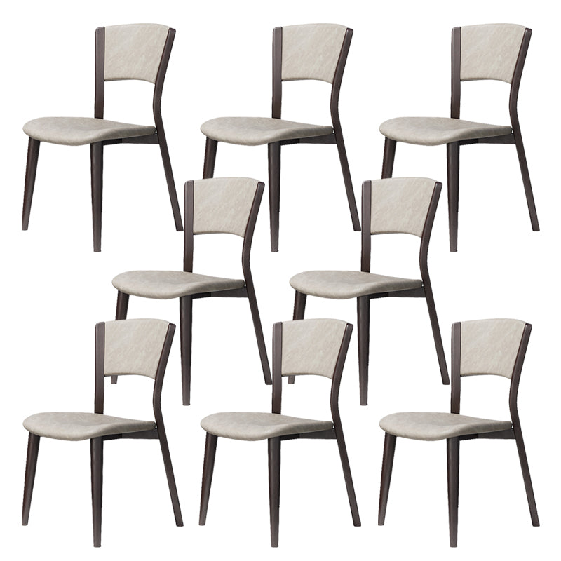 Contemporary Style Dining Chairs Oak Solid Wood Open Back Armless Chair