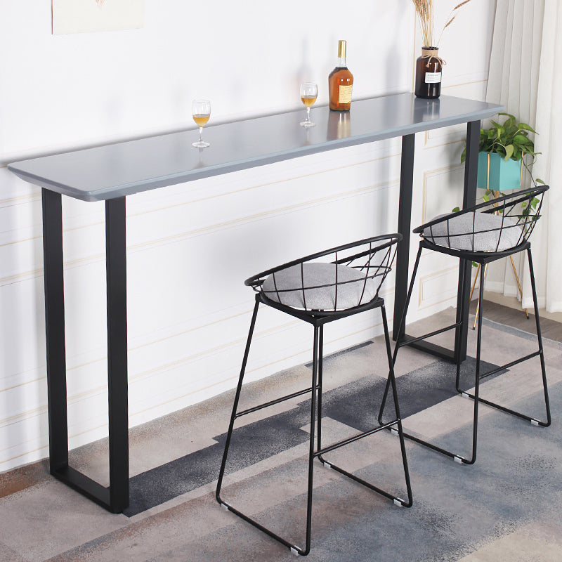 Indoor Grey Wood Bar Set 1/2/3 Pieces Rectangle Industrial Table and Stool Set