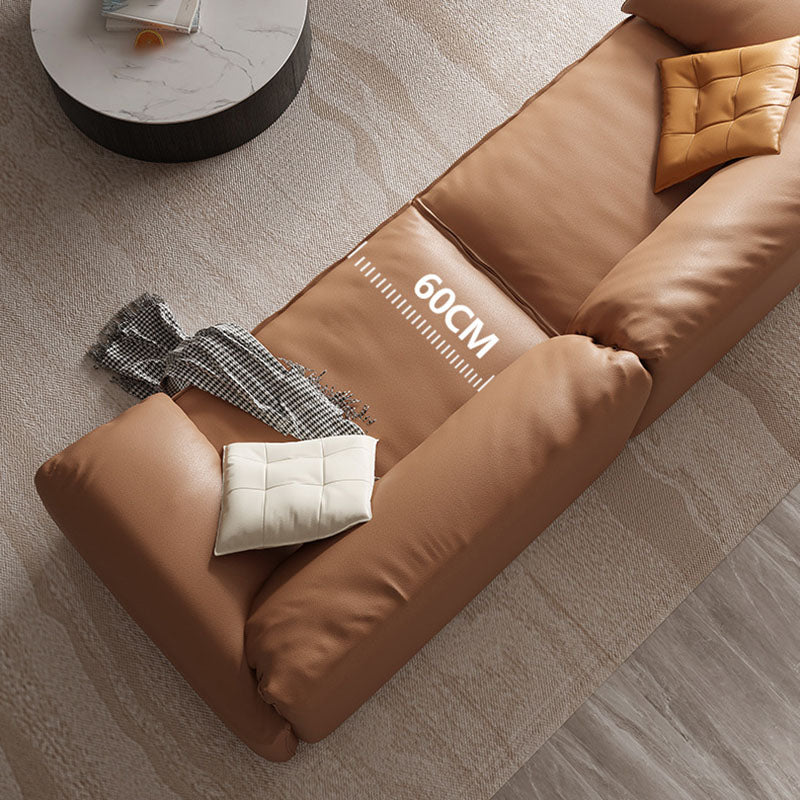 Modern Sewn Pillow Back Sofa 31.49" H Faux Leather Pillow Top Arm Sofa