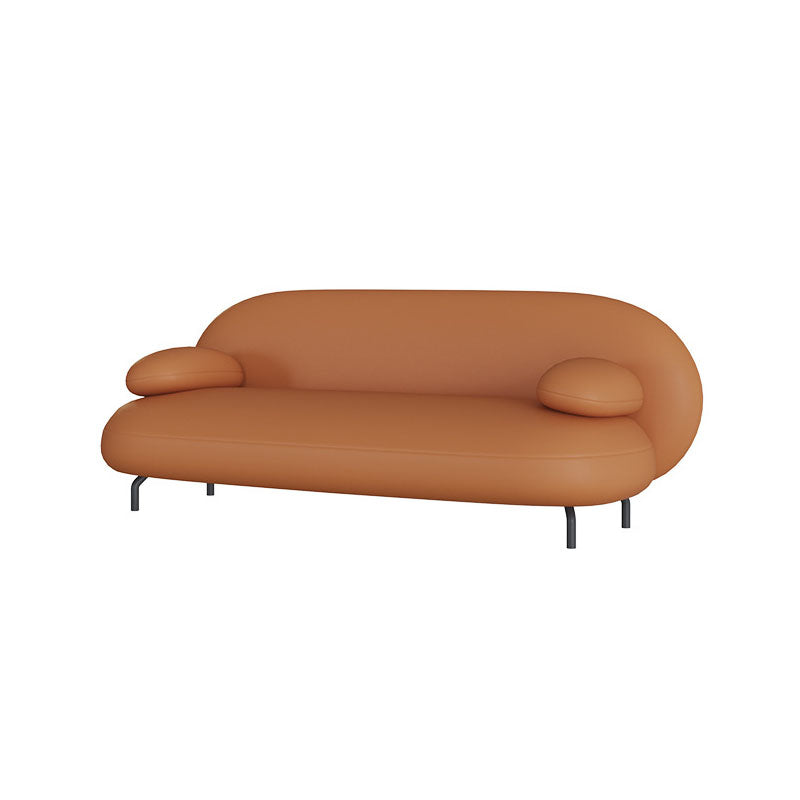 Faux Leather Modern Style Sofa 29.13" High Pillow Top Arm Seating