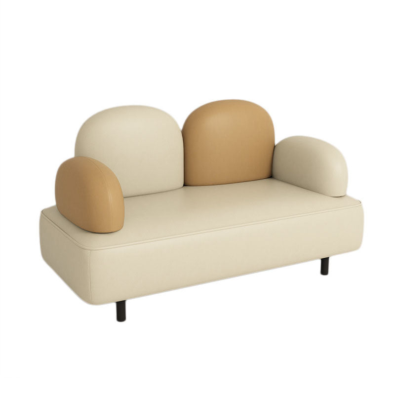 Pillow Top Arm Sofa Modern Faux Leather 31.5 Inch High Loveseat