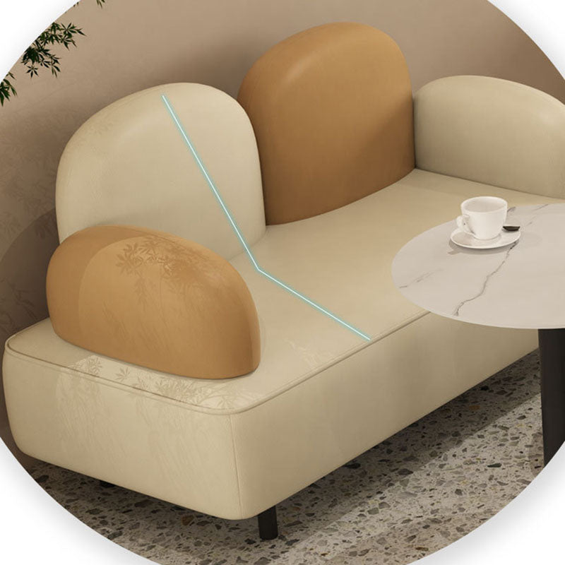 Pillow Top Arm Sofa Modern Faux Leather 31.5 Inch High Loveseat