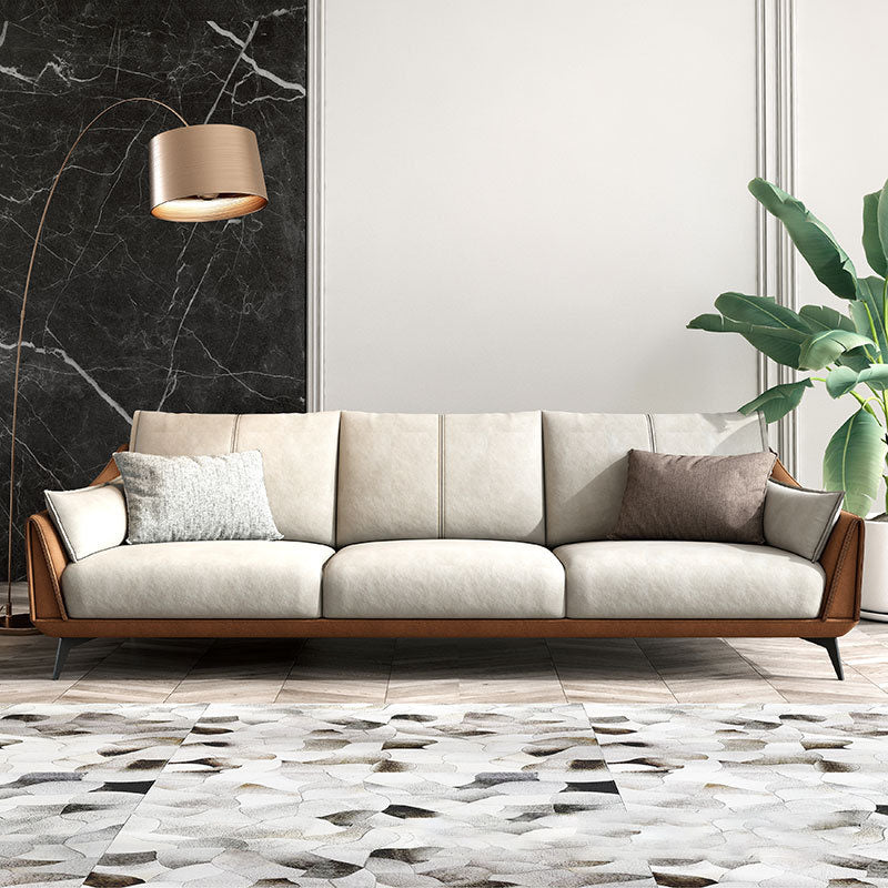 Modernism Sofa with Bolster Pillows Sloped Arm Sofa in Orange