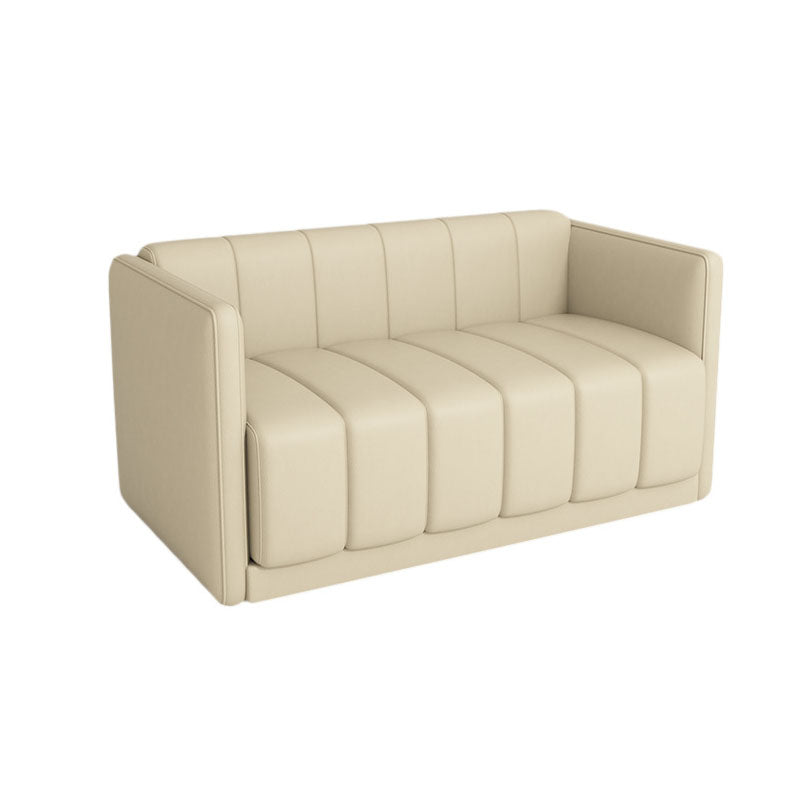 Modern Faux Leather Sofa for 2 people Sewn Pillow Back Loveseat