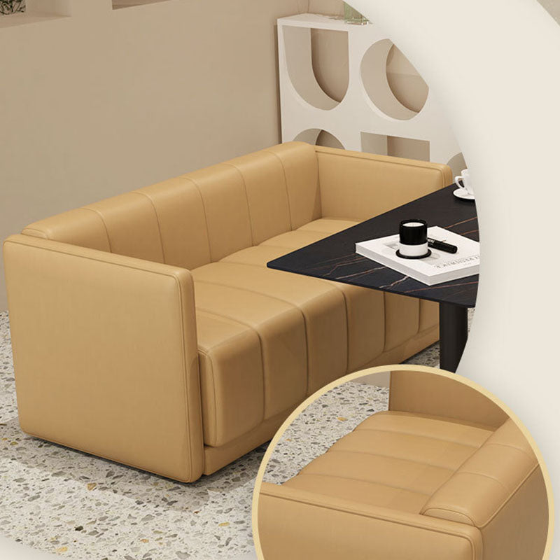 Modern Faux Leather Sofa for 2 people Sewn Pillow Back Loveseat