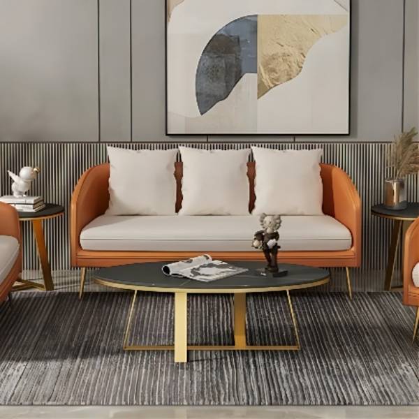 Faux Leather 27.56" W Tight Back Sofa for Living Room, Apartment