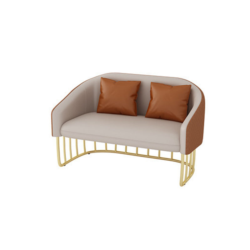 Sloped Arm Sofa Faux Leather 25.59" Wide Sofa with Gold Frame