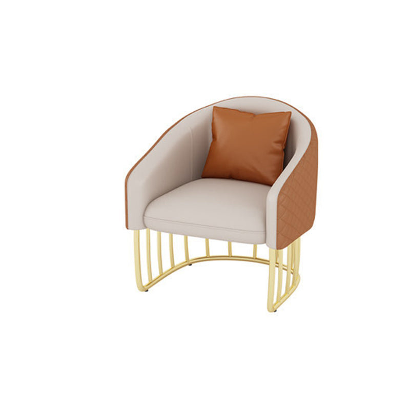 Sloped Arm Sofa Faux Leather 25.59" Wide Sofa with Gold Frame