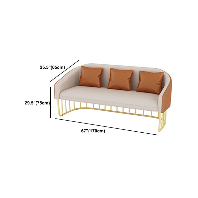 Sloped Arm Sofa Faux Leather 25.59" Wide Sofa with Gold Frame
