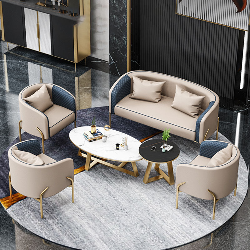 Modern 22.83" Wide Sofa Faux Leather Sloped Arm Sofa for Living Room
