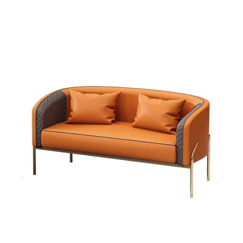 Modern 22.83" Wide Sofa Faux Leather Sloped Arm Sofa for Living Room