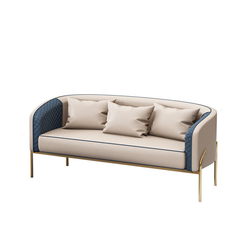 Modern 22.83" Wide Sofa Faux Leather Sloped Arm Sofa for Living Room