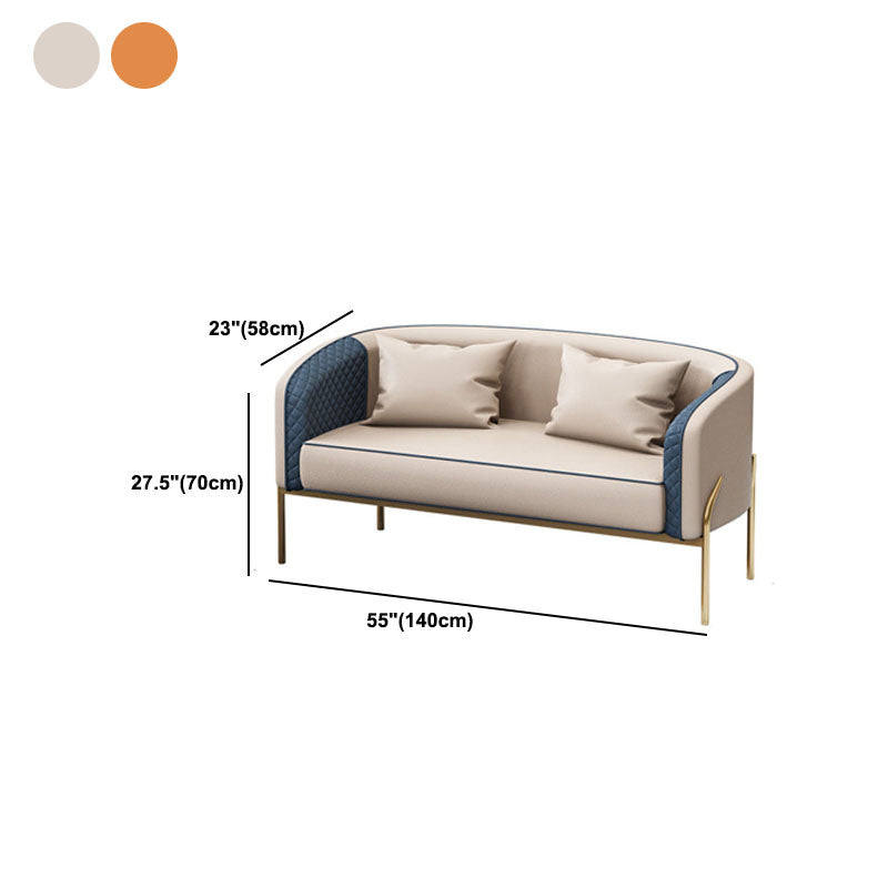 Modern 22.83" Wide Sofa Faux Leather Sloped Arm Sofa for Living Room