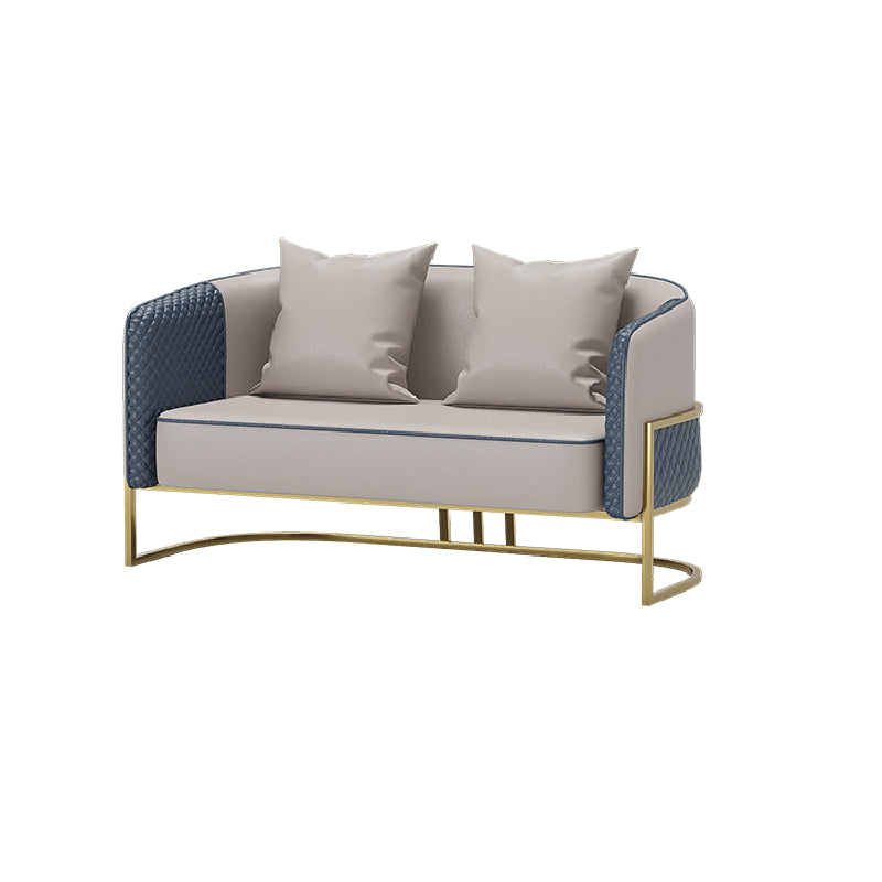 Genuine Leather Sofa Contemporary Tuxedo Arm Sofa with Tight Back