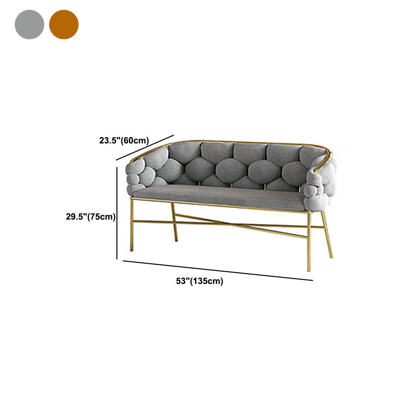 Biscuit Back Sofa 23.62" Deep Sloped Arm Sofa with Gold Frame