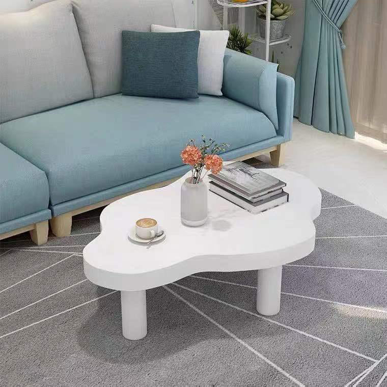 Scandinavian Free Form Coffee Table with 3 Wooden Legs in Pine Wood