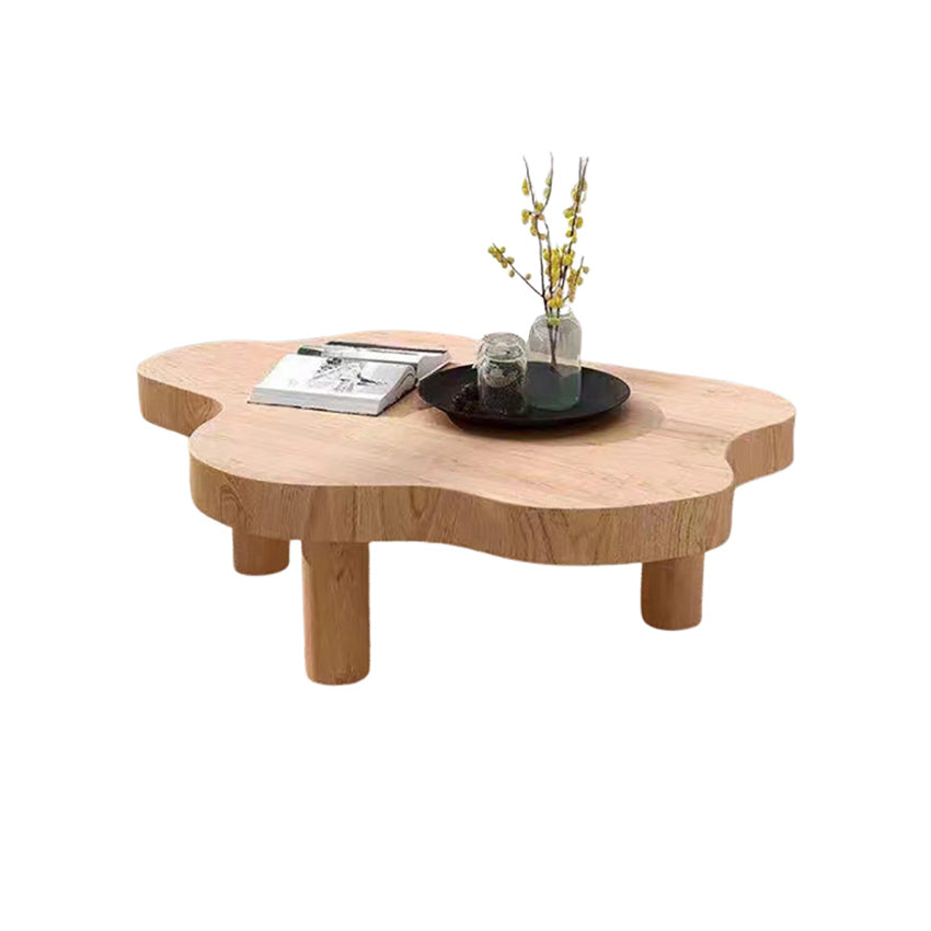 Scandinavian Free Form Coffee Table with 3 Wooden Legs in Pine Wood