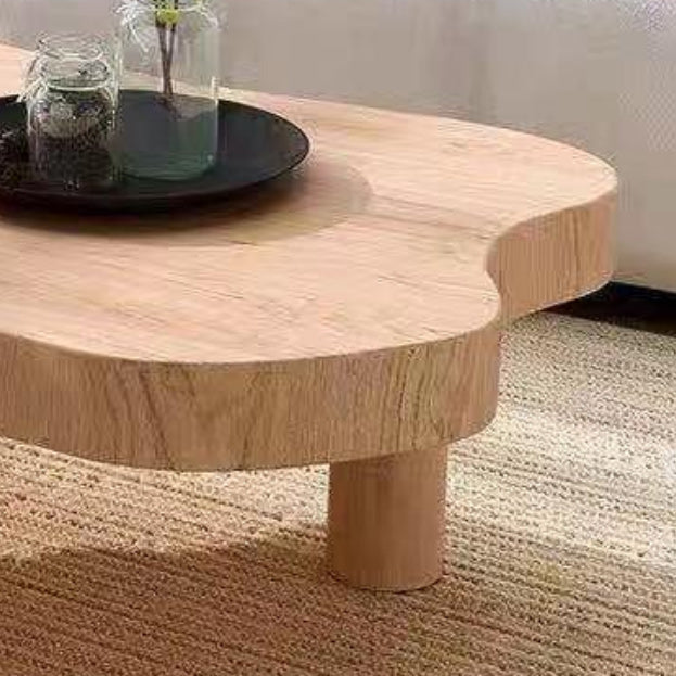 Scandinavian Free Form Coffee Table with 3 Wooden Legs in Pine Wood