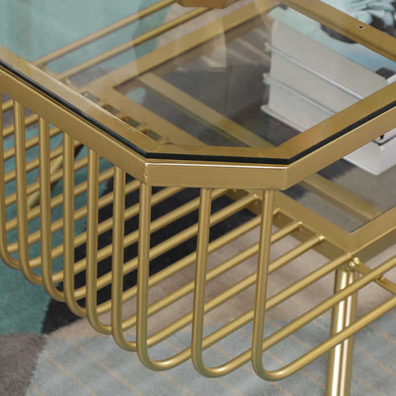Modern Frame Coffee Table Rectangular Glass Top Cocktail Table for Home