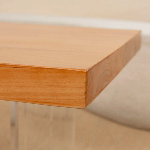 Scandinavian Rectangle Coffee Table with Solid Wood Top and Acrylic Base