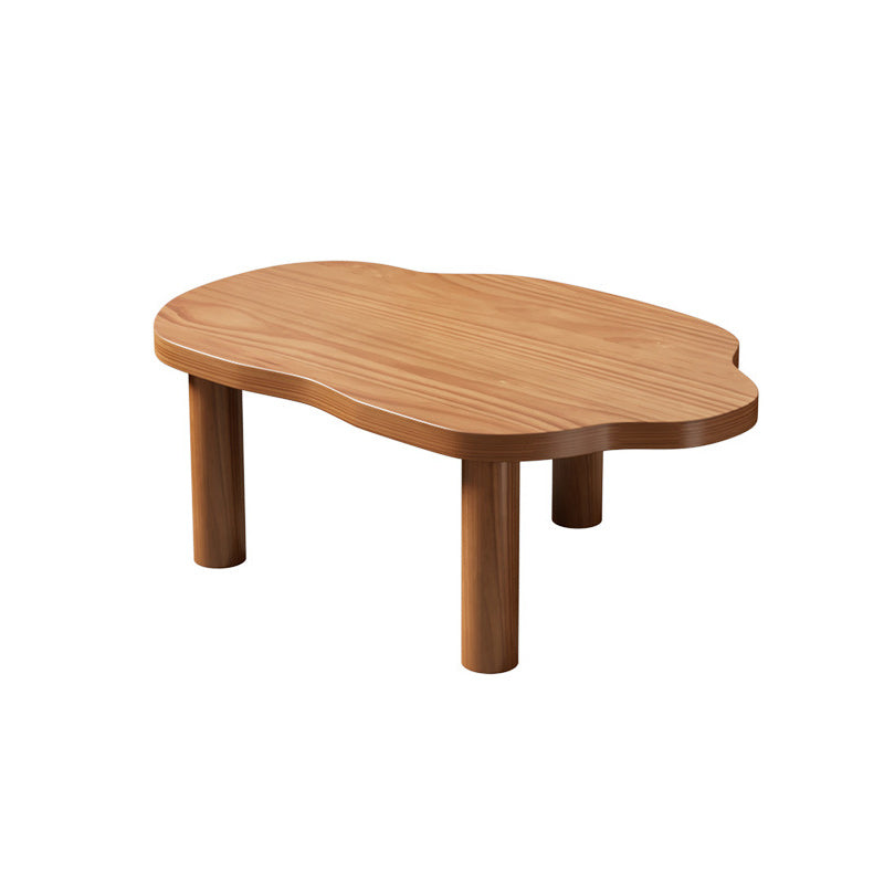 Scandinavian Pine Wood Coffee Table with Free Form Top Cocktail Table
