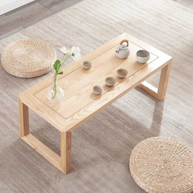 Scandinavian Solid Wood Coffee Table with Sled Base Cocktail Table