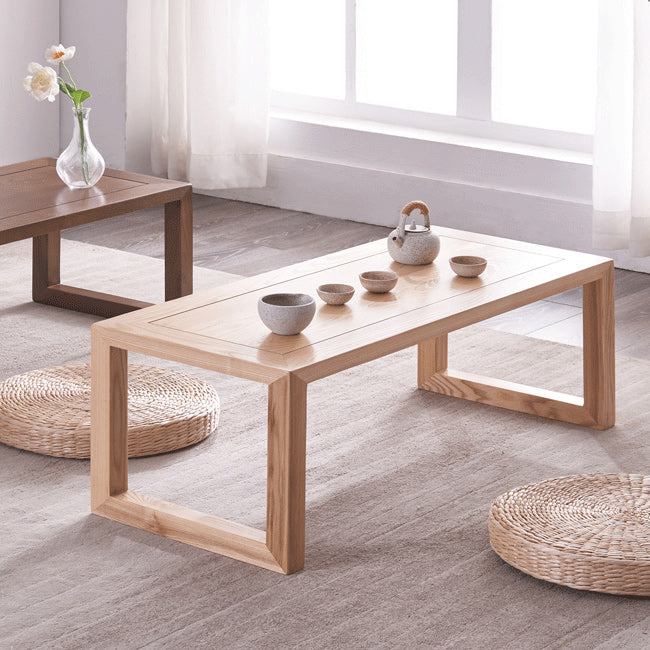 Scandinavian Solid Wood Coffee Table with Sled Base Cocktail Table