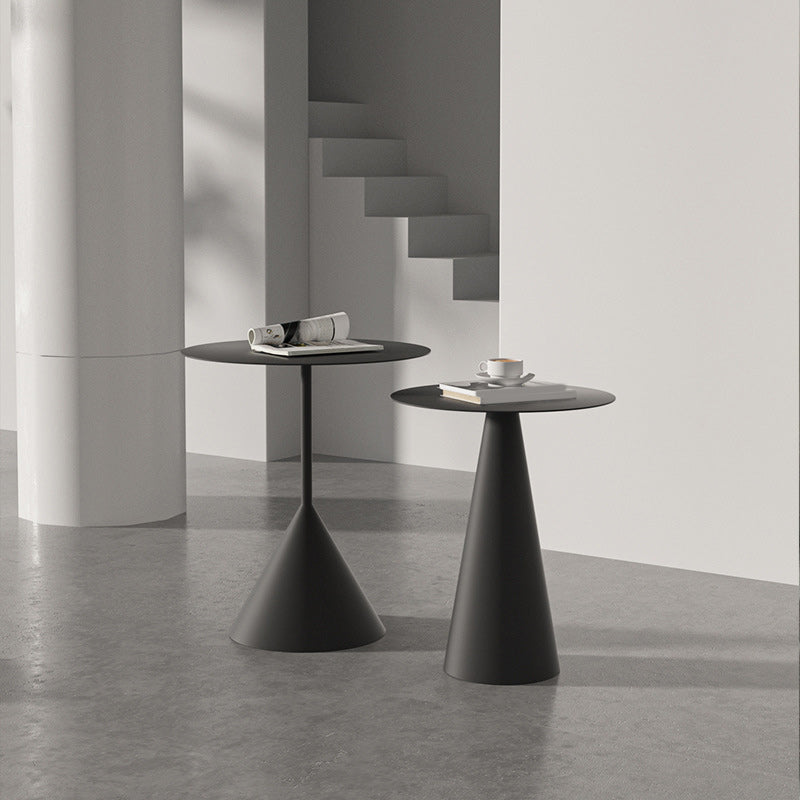 Iron 2 Piece Bunching Tables with Round Top and Pedestal Base