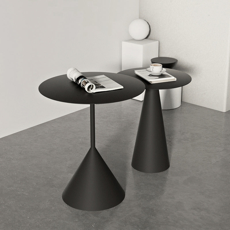 Iron 2 Piece Bunching Tables with Round Top and Pedestal Base