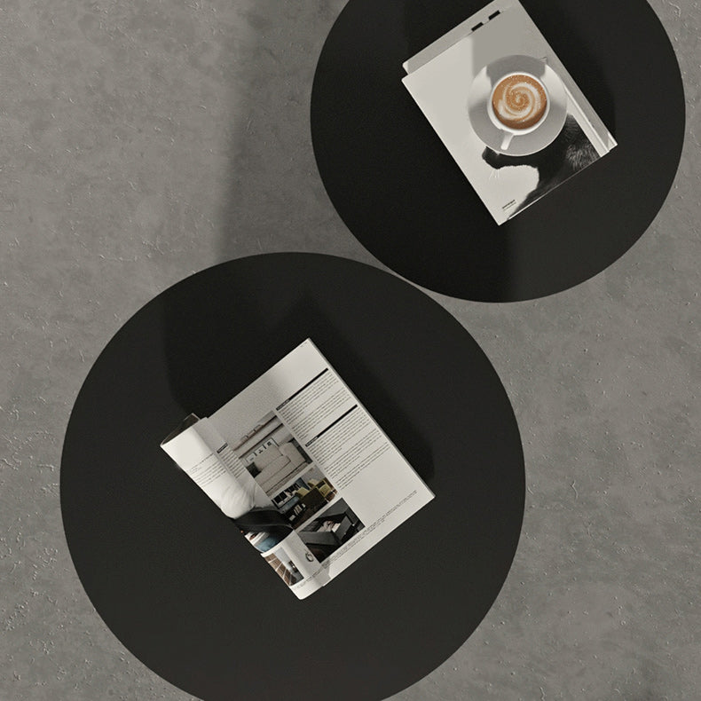 Iron 2 Piece Bunching Tables with Round Top and Pedestal Base
