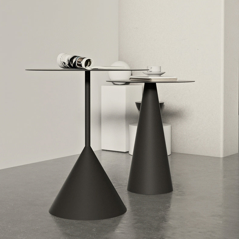 Iron 2 Piece Bunching Tables with Round Top and Pedestal Base