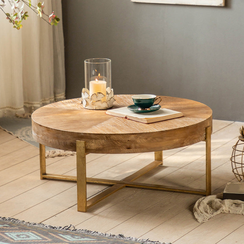French Country Light Wood Distressed Cocktail Table Wooden Coffee Table for Home
