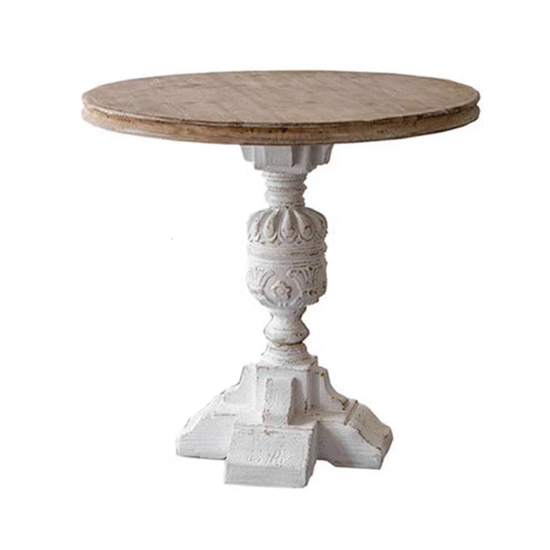 French Country Distressed Pedestal Cocktail Table Wooden Coffee Table for Home