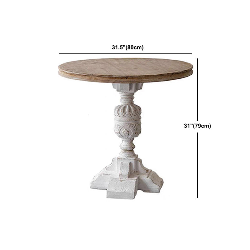 French Country Distressed Pedestal Cocktail Table Wooden Coffee Table for Home