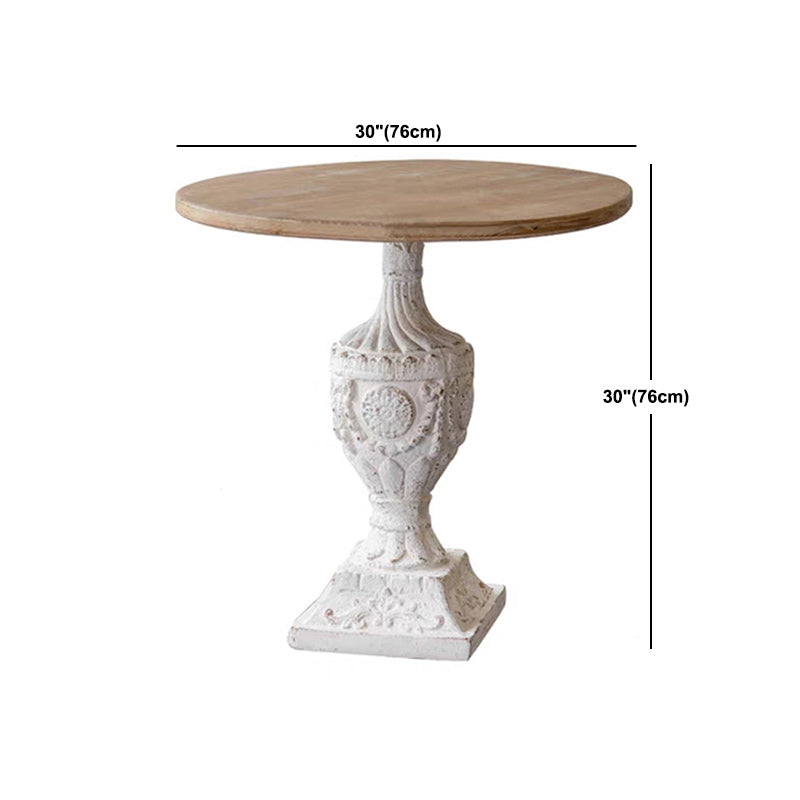 French Country Distressed Pedestal Cocktail Table Wooden Coffee Table for Home