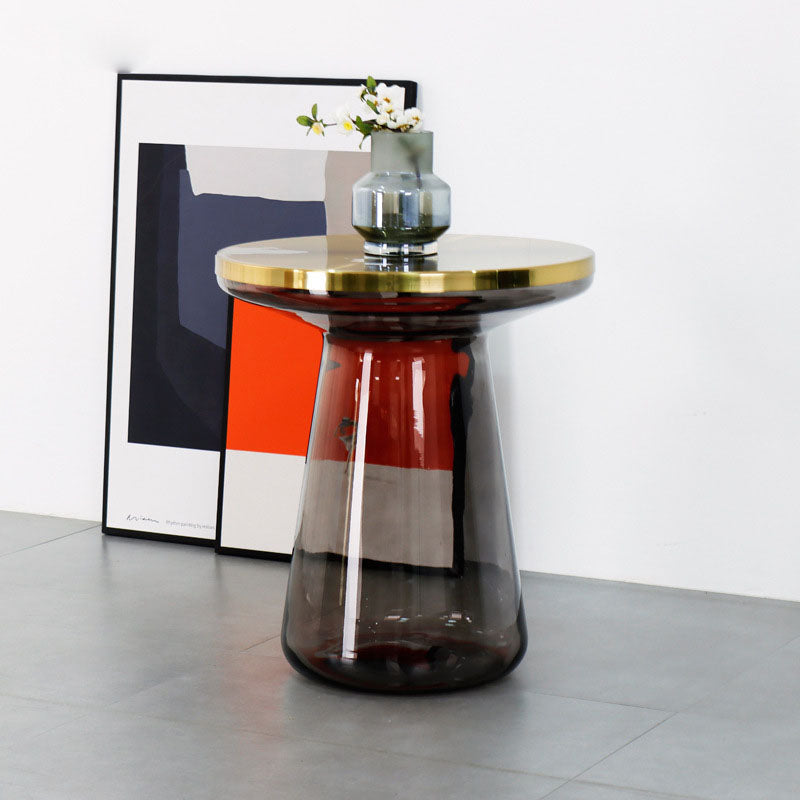 20.47" Tall Mid-century Style Side End Table Glass Pedestal Round Sofa Side Accent Table