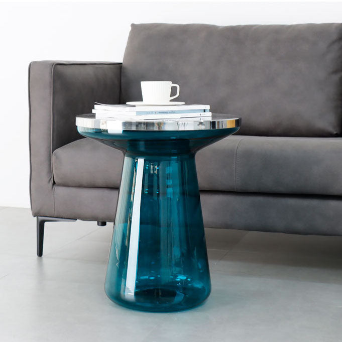 20.47" Tall Mid-century Style Side End Table Glass Pedestal Round Sofa Side Accent Table