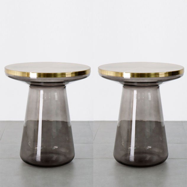 20.47" Tall Mid-century Style Side End Table Glass Pedestal Round Sofa Side Accent Table