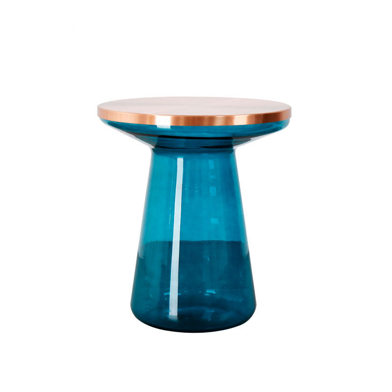 20.47" Tall Mid-century Style Side End Table Glass Pedestal Round Sofa Side Accent Table